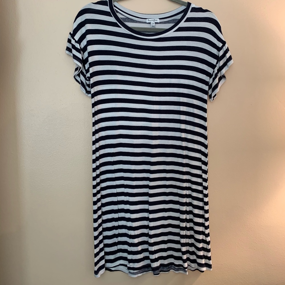 Striped dress with ruffle sleeves